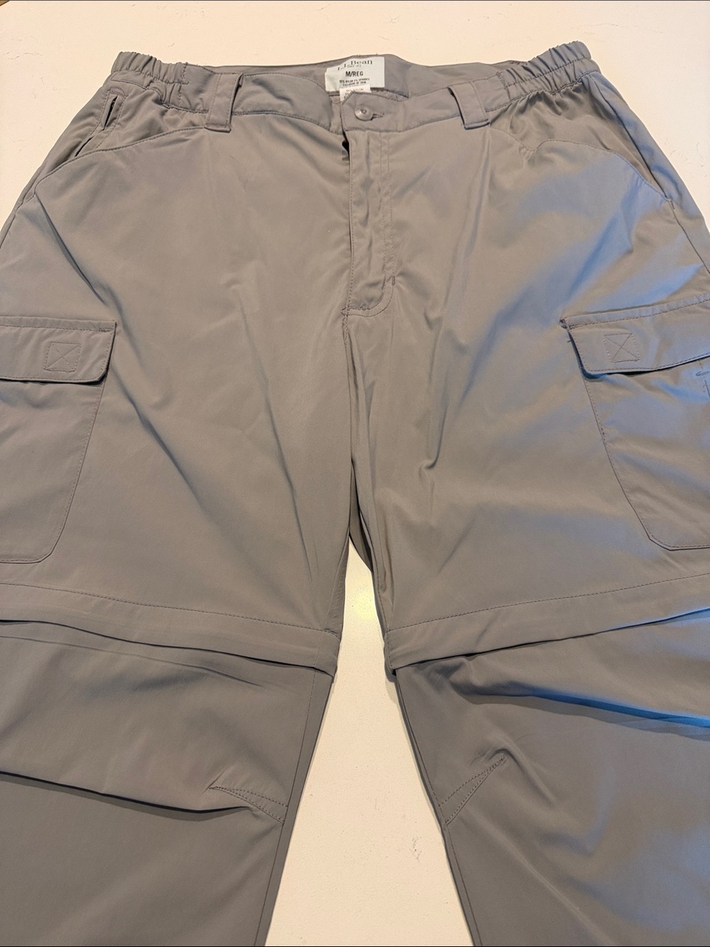 L.L.Bean Light Gray Pants Convertible.  Zip Off legs.  Great for hiking - M/Reg